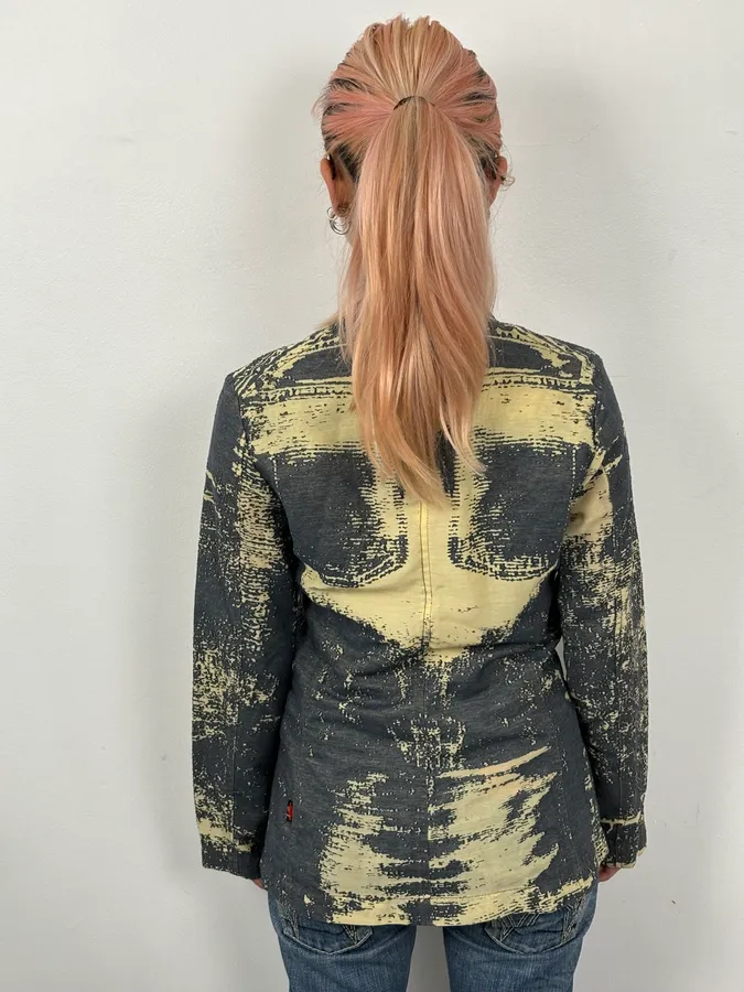 Jean Paul Gaultier Navy Beige Denim Trompe-lœil Blazer Jacket - Image 3