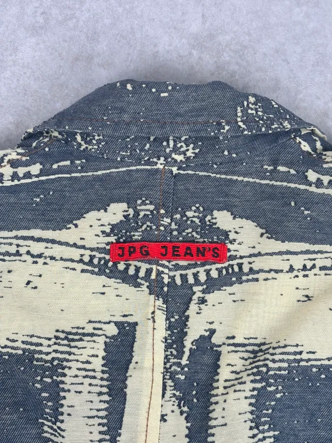 Jean Paul Gaultier Navy Beige Denim Trompe-lœil Blazer Jacket - Image 8