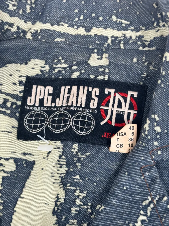 Jean Paul Gaultier Navy Beige Denim Trompe-lœil Blazer Jacket - Image 9