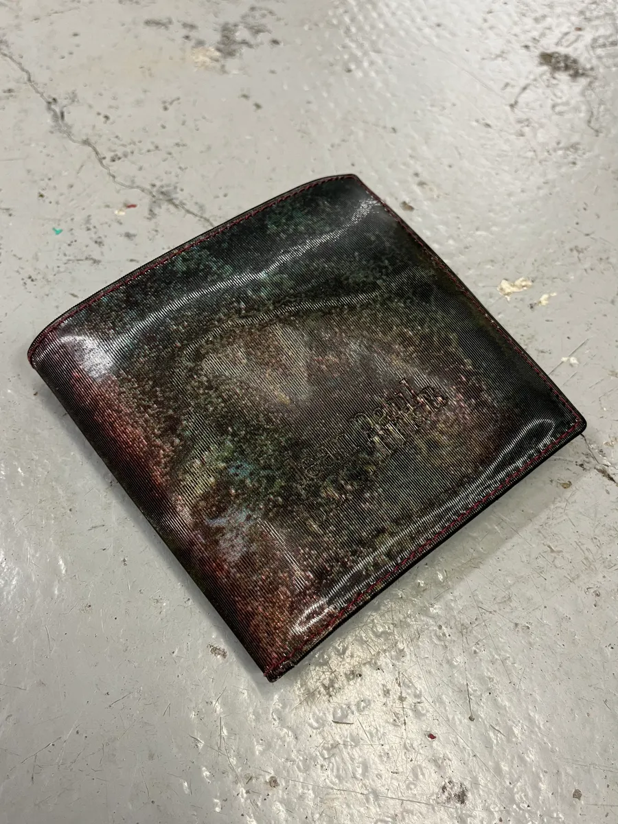 Jean Paul Gaultier World Eroded Burgundy Leather Card Holder