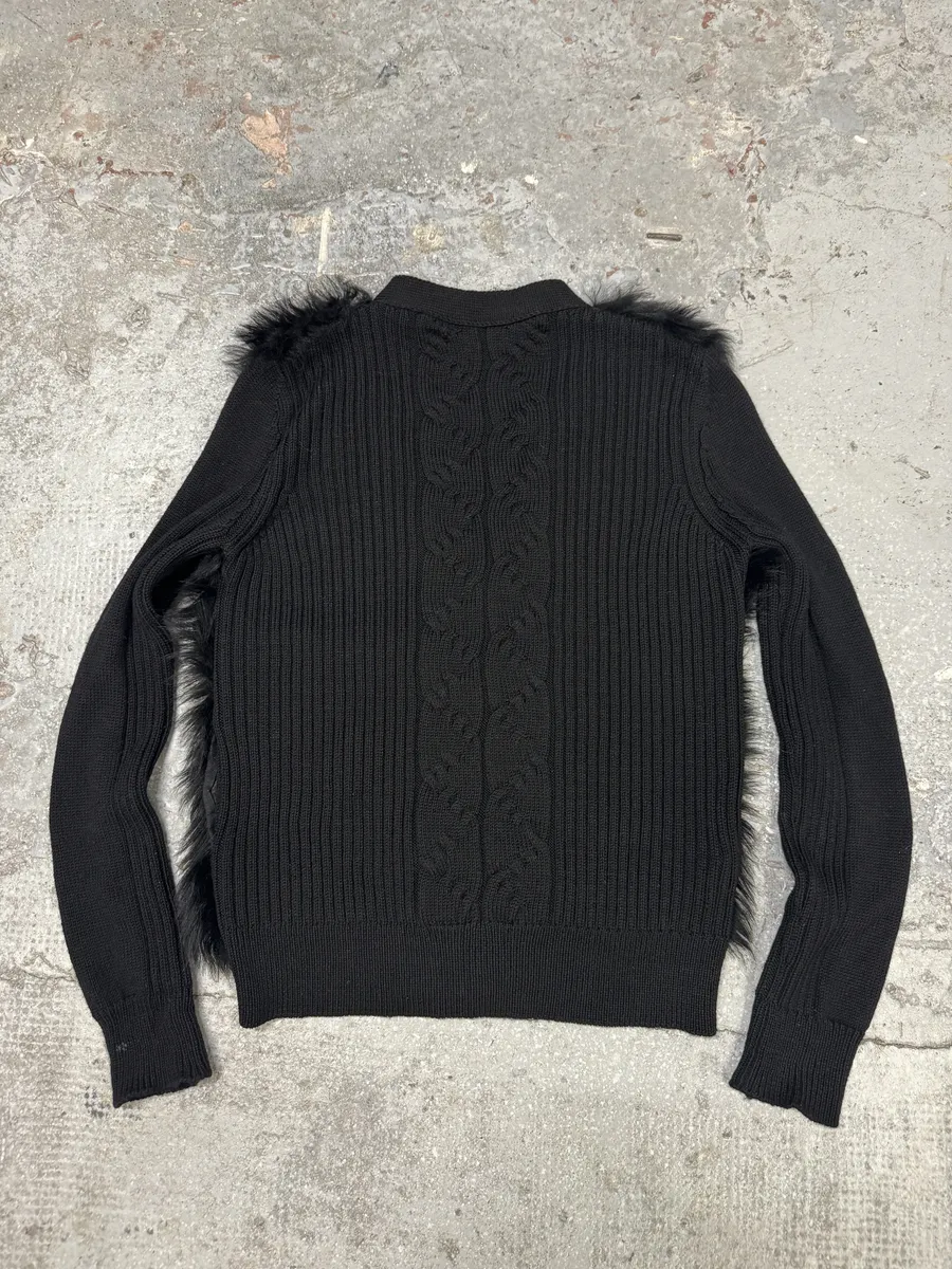 Jil Sander Black Fur Plushed Wool Cardigan - Image 2