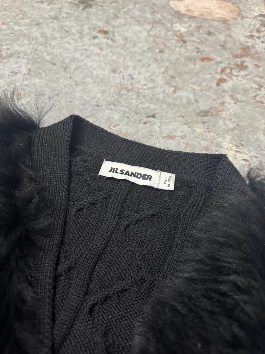 Jil Sander Black Fur Plushed Wool Cardigan - Image 6