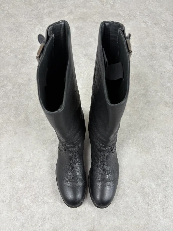 Jil Sander Black Leather Ankle Biker Boots - Image 2