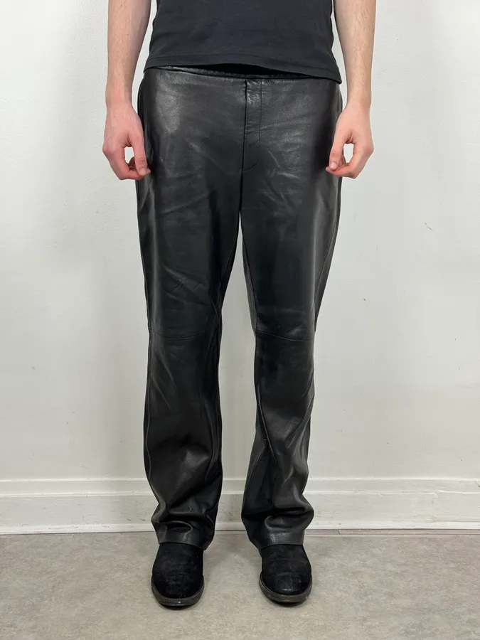 Jil Sander Black Leather Premium Biker Pants - Image 2