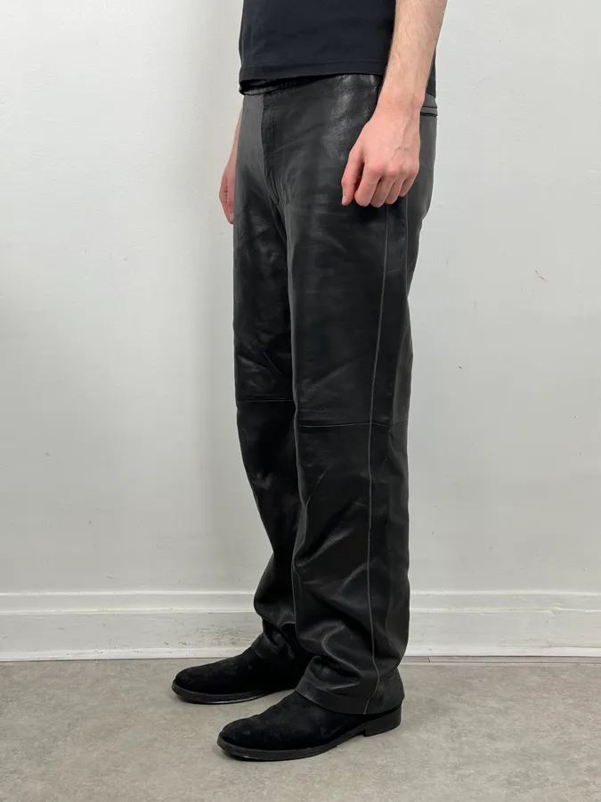 Jil Sander Black Leather Premium Biker Pants - Image 3