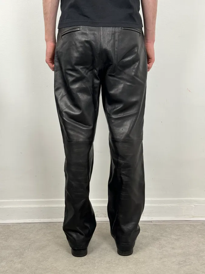 Jil Sander Black Leather Premium Biker Pants - Image 4