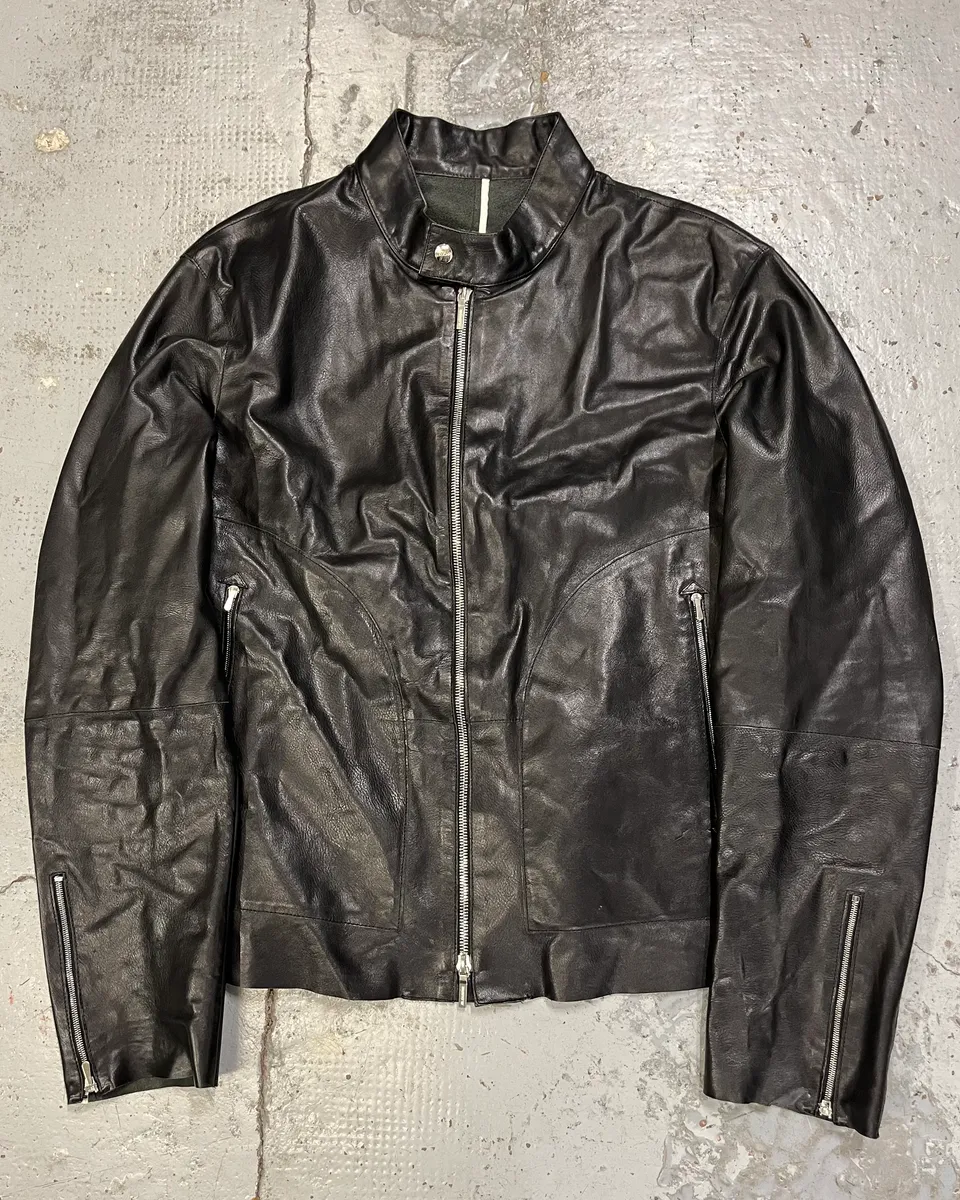 Jil Sander Black Leather Racer Jacket