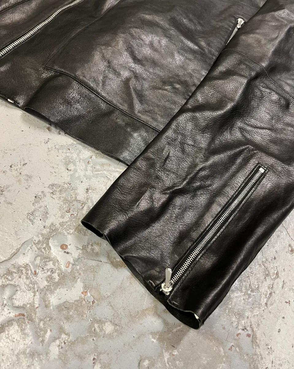 Jil Sander Black Leather Racer Jacket - Image 6