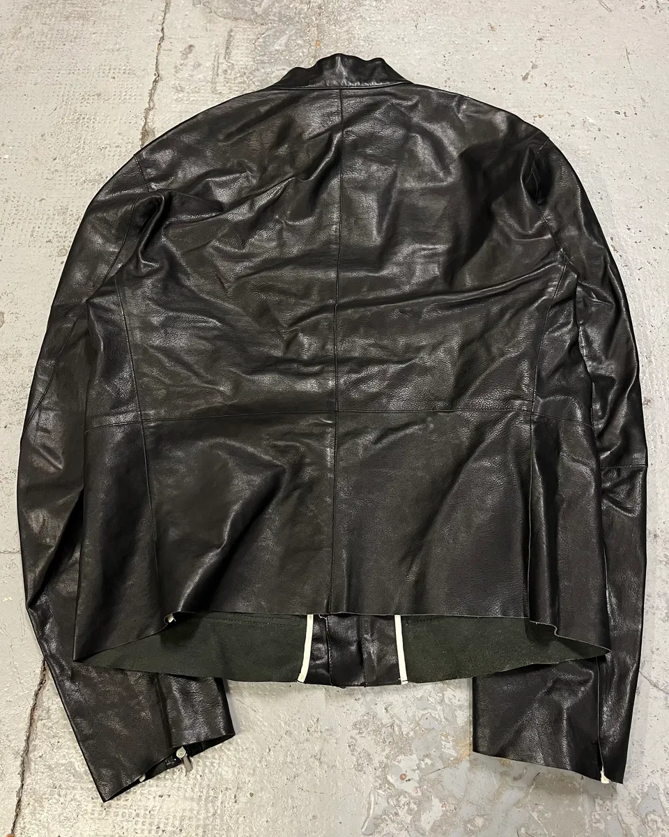 Jil Sander Black Leather Racer Jacket - Image 7