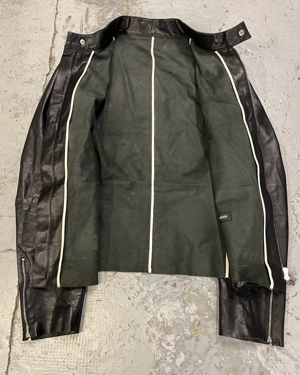 Jil Sander Black Leather Racer Jacket - Image 8