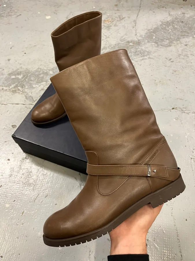 Jil Sander Brown Leather Ankle Boots