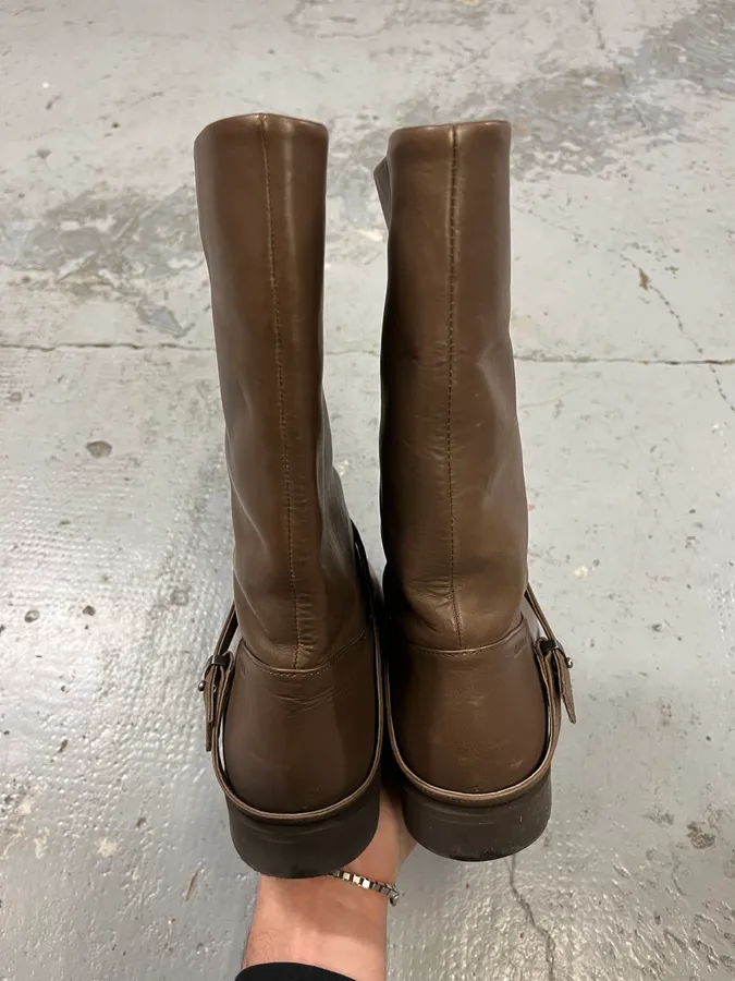 Jil Sander Brown Leather Ankle Boots - Image 3