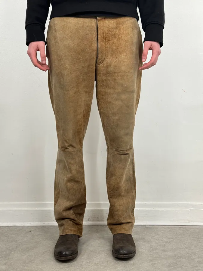 Jil Sander Brown Leather Classy Pants - Image 2