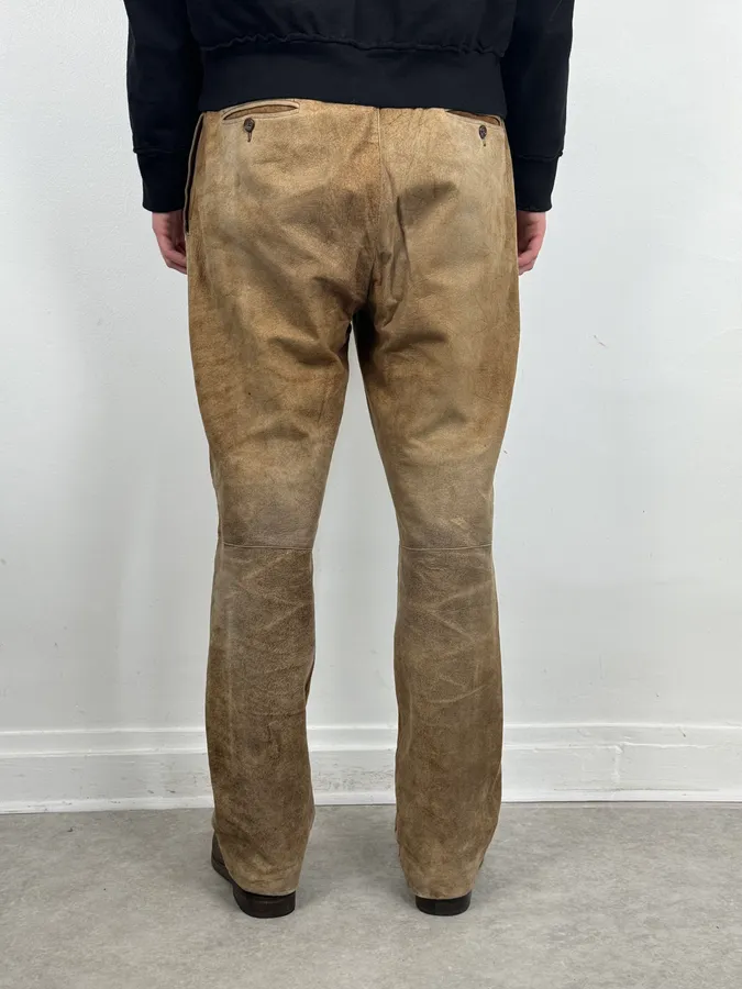 Jil Sander Brown Leather Classy Pants - Image 4