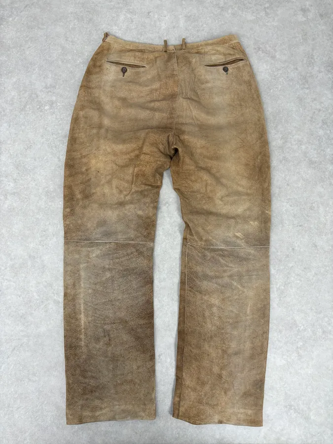 Jil Sander Brown Leather Classy Pants - Image 6