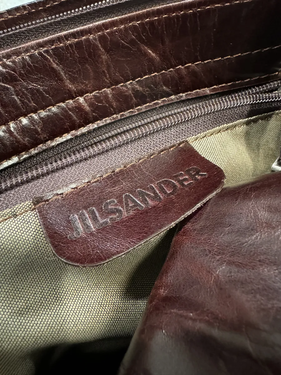 Jil Sander Eroded Brown Leather Bag - Image 8