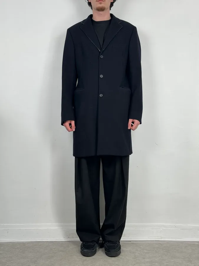 Jil Sander Navy Wool Long Coat - Image 2