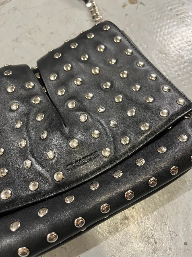 Jil Sander Studded Black Leather Shoulder Bag - Image 4