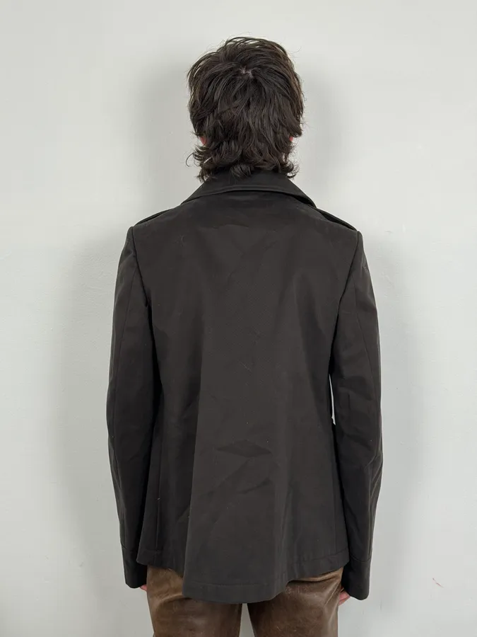 John Galliano Dark Brown Minimalist Officer Caban Jacket - Image 3