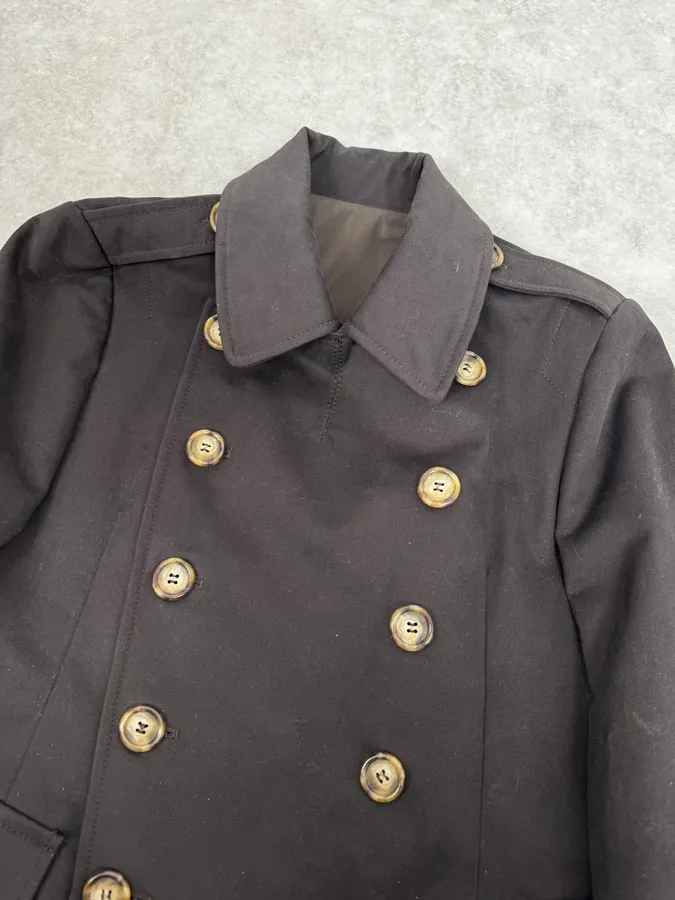 John Galliano Dark Brown Minimalist Officer Caban Jacket - Image 6