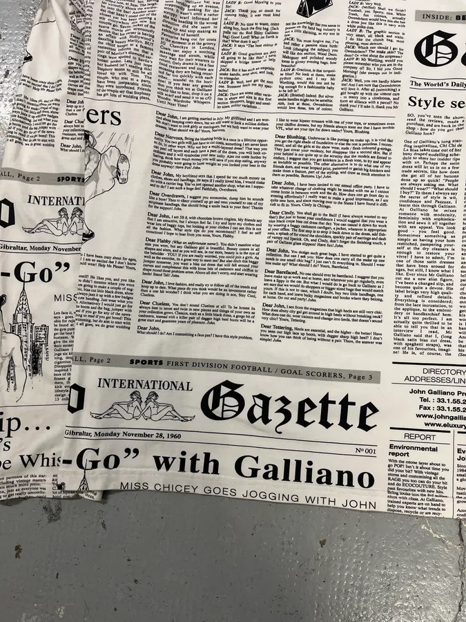 John Galliano Gazette Newspapers Black & White Longsleeves - Image 7