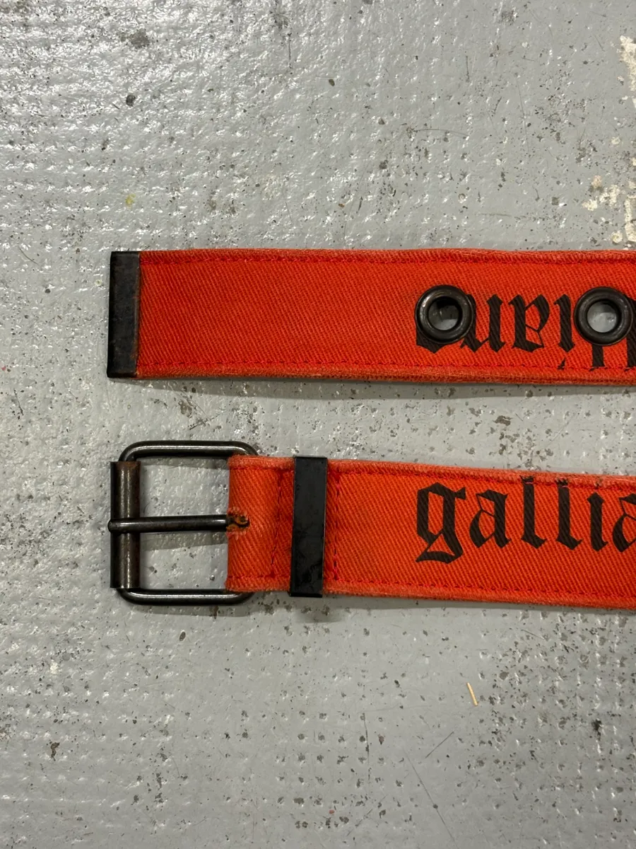 John Galliano Orange Canvas Gothic Belt - Image 4