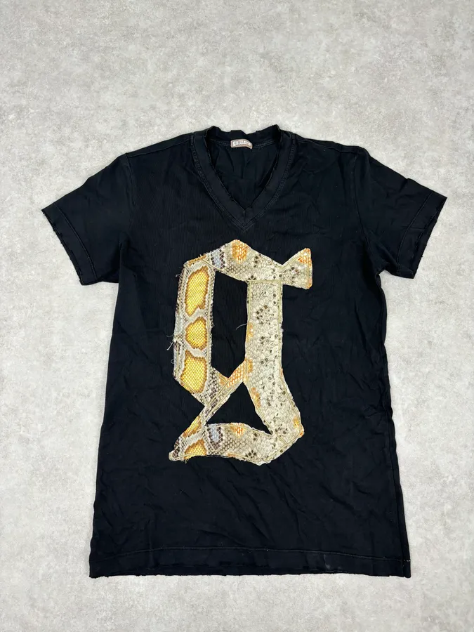 John Galliano V Neck Snakeskin Effect G T-Shirt