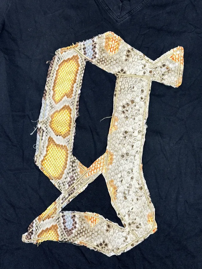John Galliano V Neck Snakeskin Effect G T-Shirt - Image 7