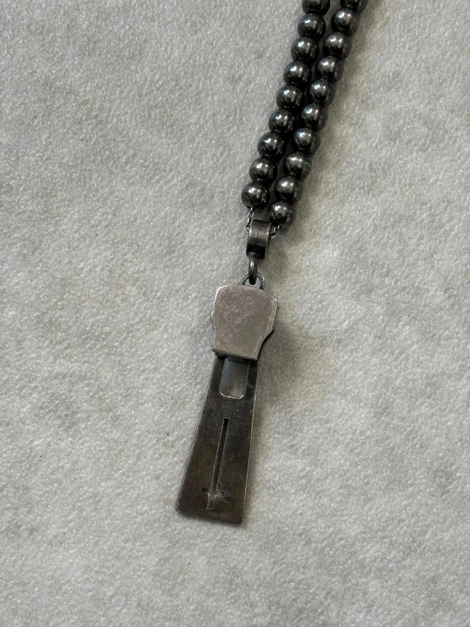 John Richmond Dark Grey Metal Zip Pendant Necklace - Image 5