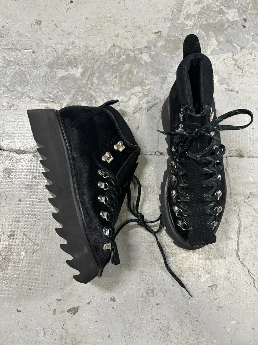 Junya Watanabe Pony Hair Black Mountain Boots - Image 2