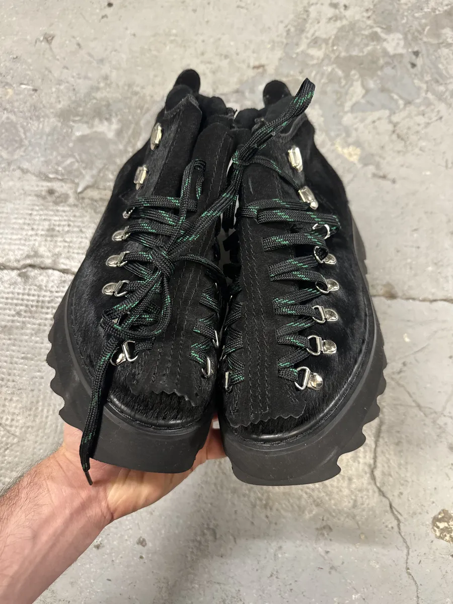 Junya Watanabe Pony Hair Black Mountain Boots - Image 6