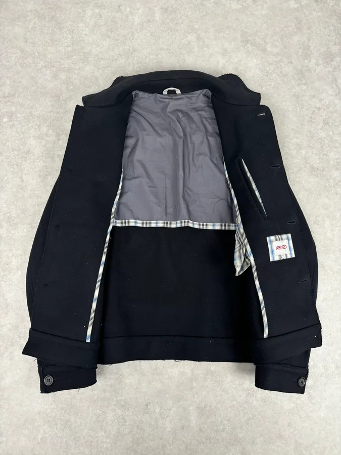Kenzo Black Classy Wool Buttoned Coat - Image 7