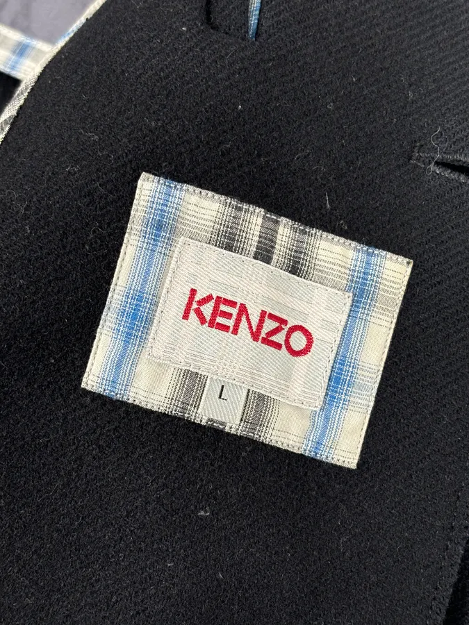 Kenzo Black Classy Wool Buttoned Coat - Image 8