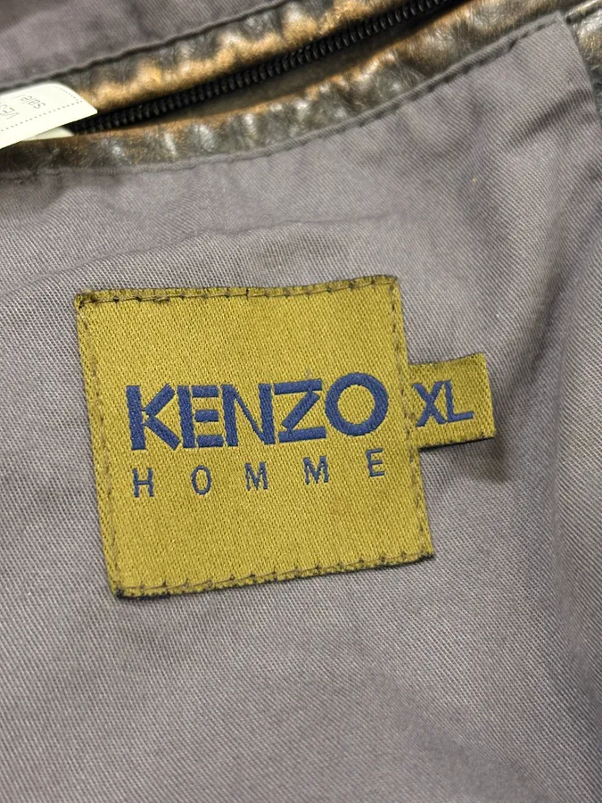Kenzo Brown Eroded Racer Leather Jacket - Image 8