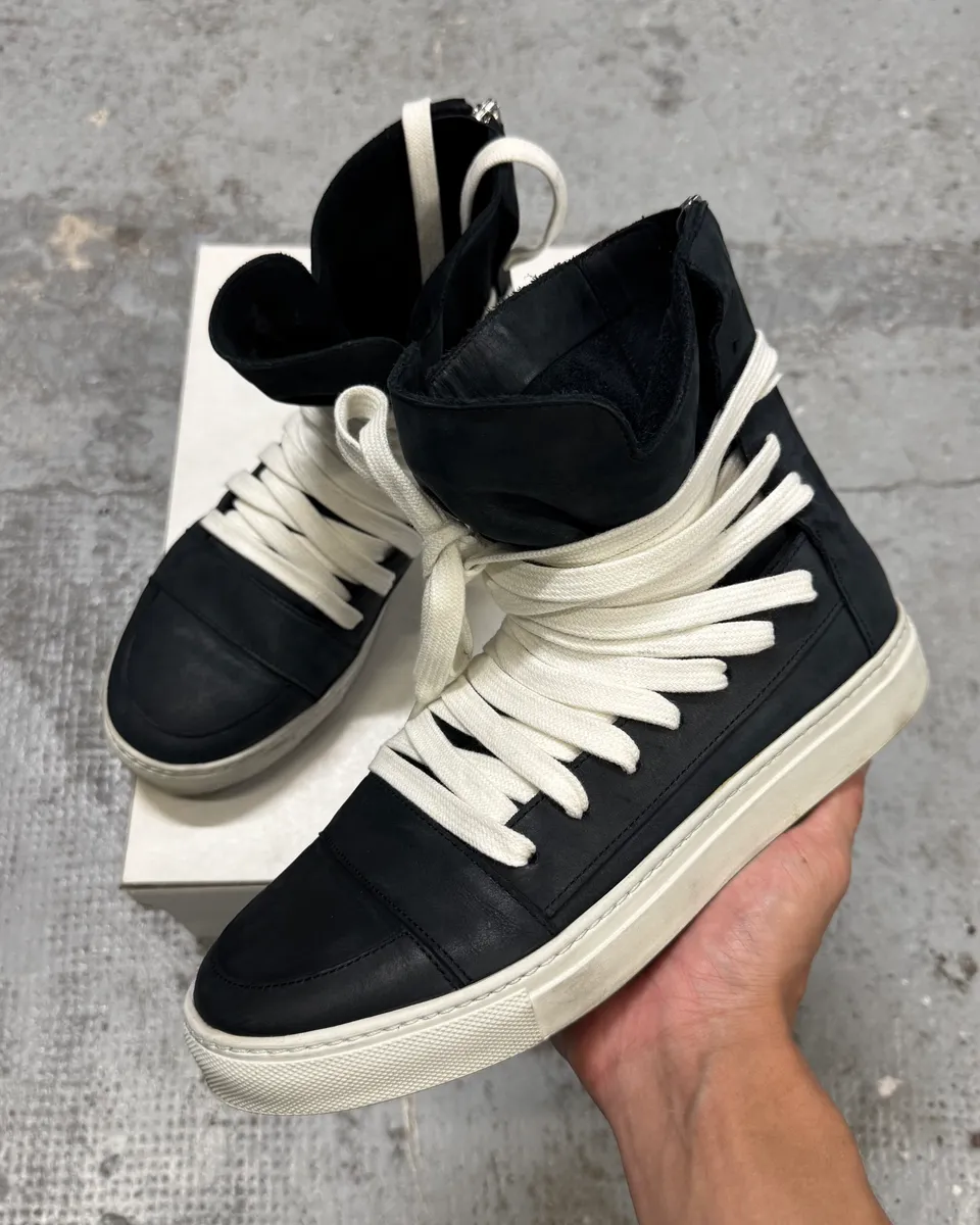 Kris Van Assche Backzip Laced Black Leather High Sneakers