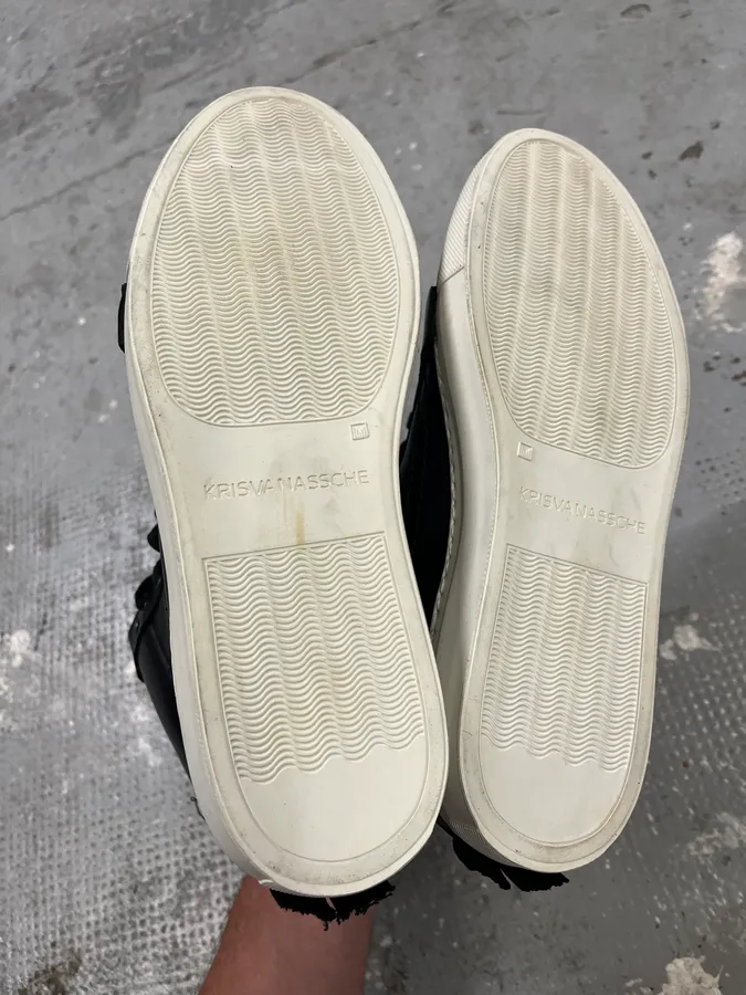 Kris Van Assche Black Leather Laced Backzip High Sneakers - Image 9