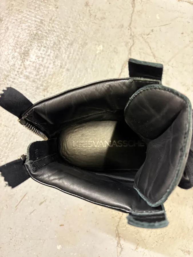 Kris Van Assche Black Leather Laced Backzip Sneakers - Image 10
