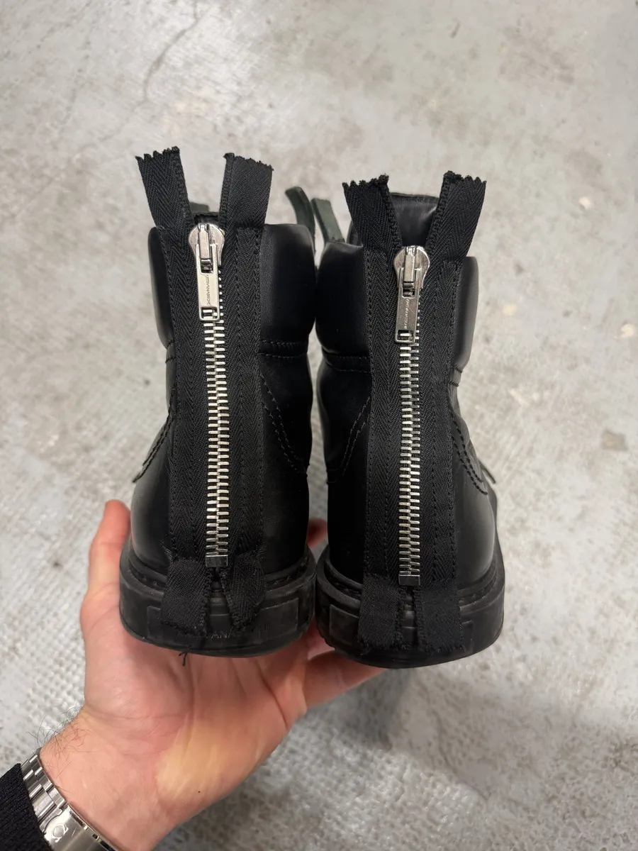 Kris Van Assche Black Leather Laced Backzip Sneakers - Image 6