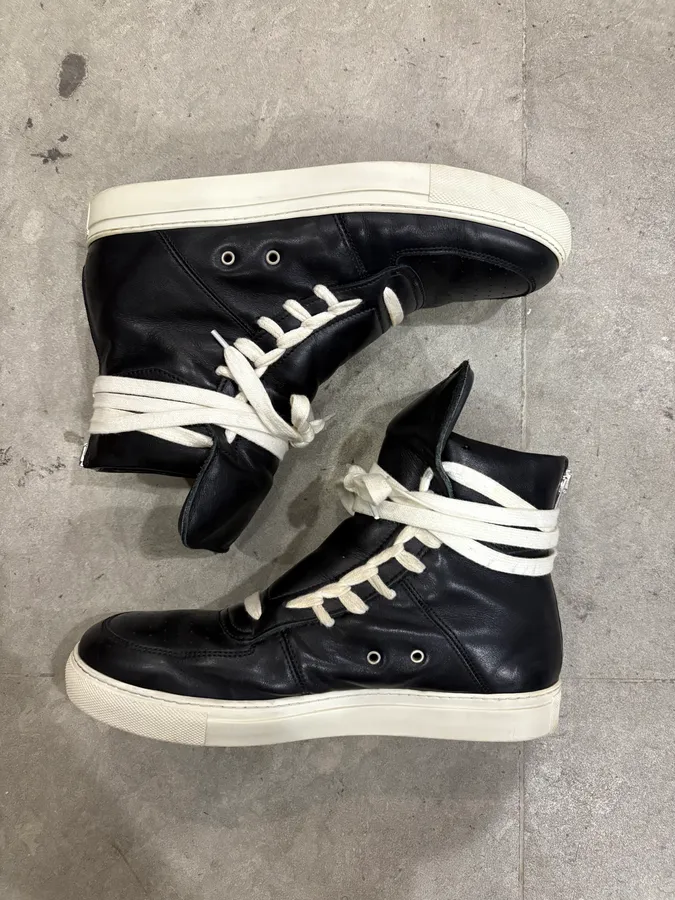 Kris Van Assche Black Leather Laced Eyeled Sneakers - Image 3
