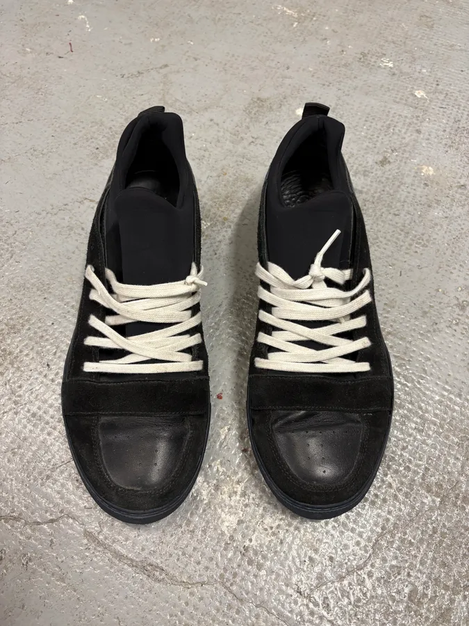 Kris Van Assche Black Suede Leather Laced Low Sneakers - Image 2