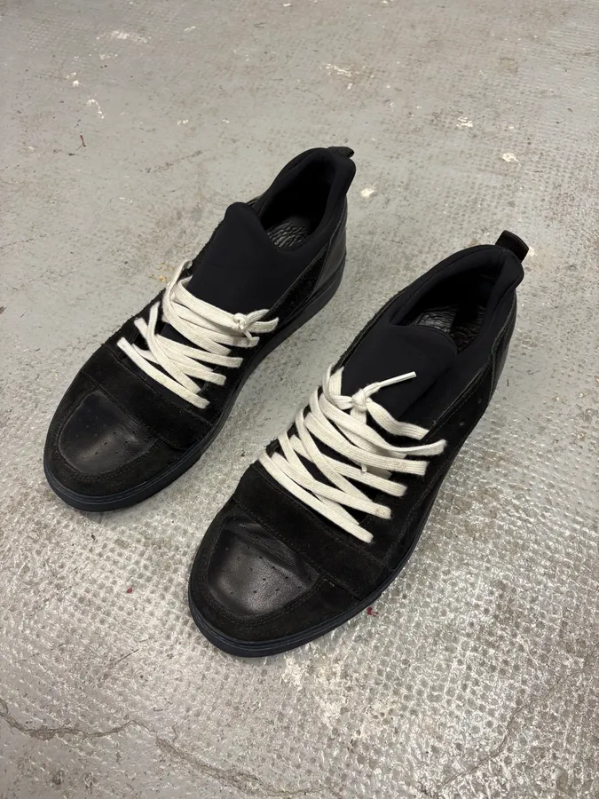 Kris Van Assche Black Suede Leather Laced Low Sneakers - Image 3