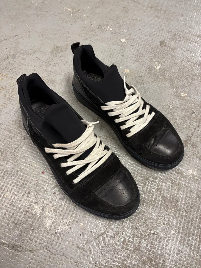 Kris Van Assche Black Suede Leather Laced Low Sneakers - Image 4