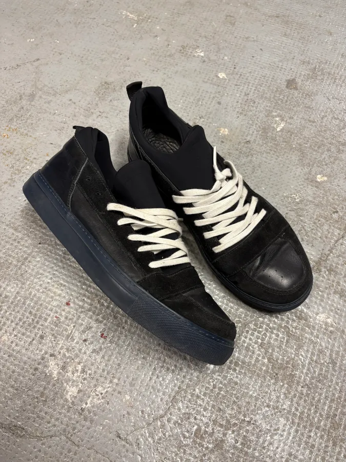 Kris Van Assche Black Suede Leather Laced Low Sneakers - Image 5
