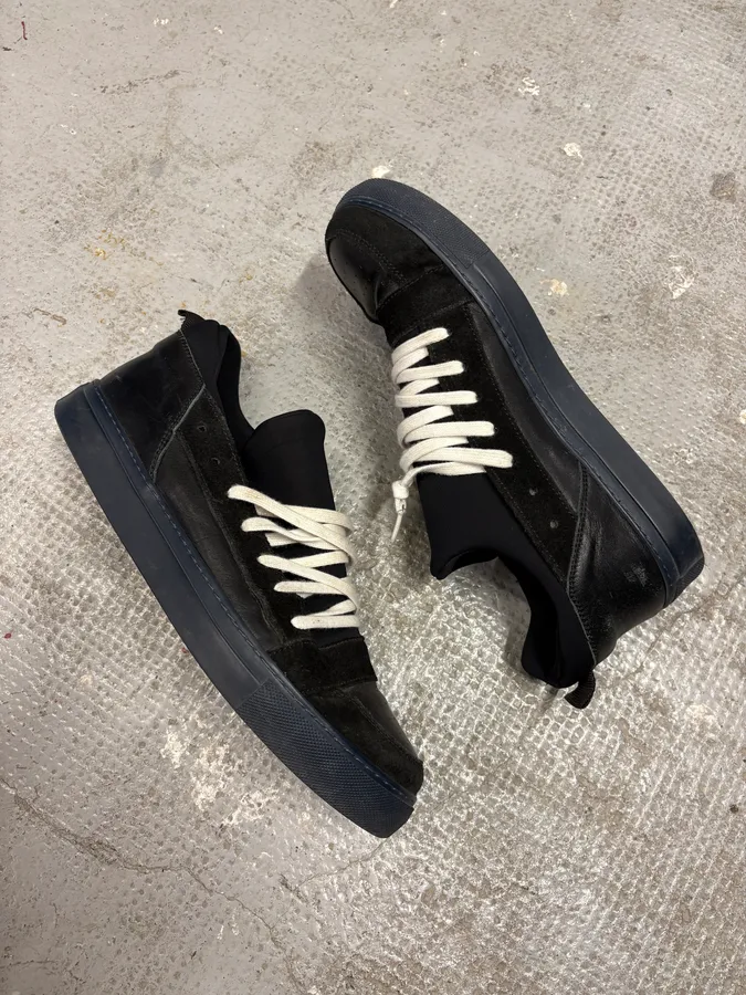 Kris Van Assche Black Suede Leather Laced Low Sneakers - Image 6