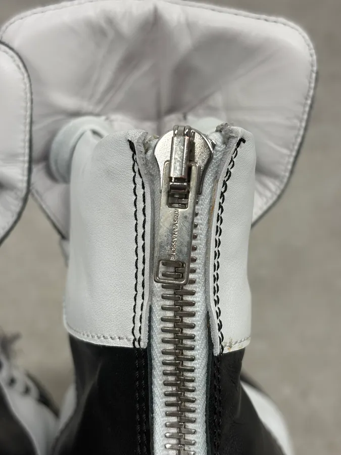 Kris Van Assche Black & White Leather High Megalaced Sneakers - Image 10