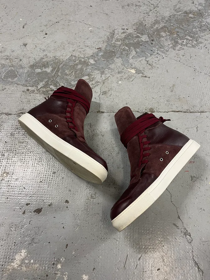 Kris Van Assche Leather & Suede Laced Burgundy Shoes - Image 4