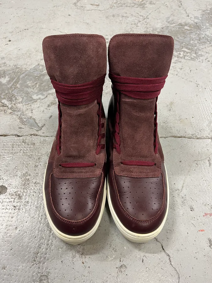 Kris Van Assche Leather & Suede Laced Burgundy Shoes - Image 5