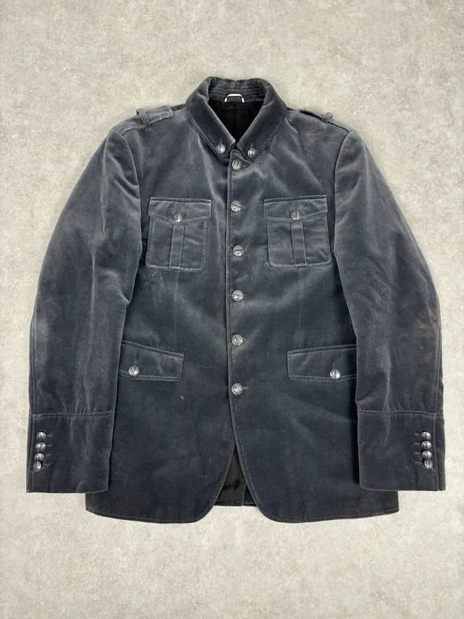 Lagerfeld Grey Cotton Officer Buttoned Blazer Jacket