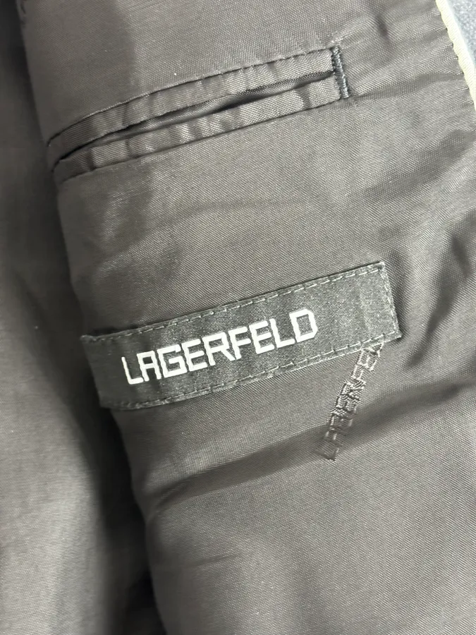 Lagerfeld Grey Cotton Officer Buttoned Blazer Jacket - Image 10