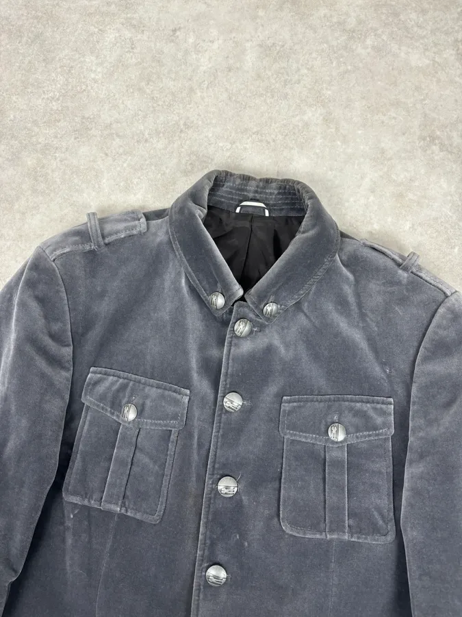 Lagerfeld Grey Cotton Officer Buttoned Blazer Jacket - Image 4